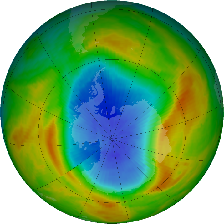 Antarctic ozone map for 29 October 1982